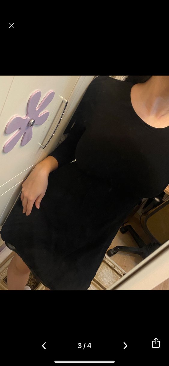 Siyah tül bele oturan elbise - Görsel 3