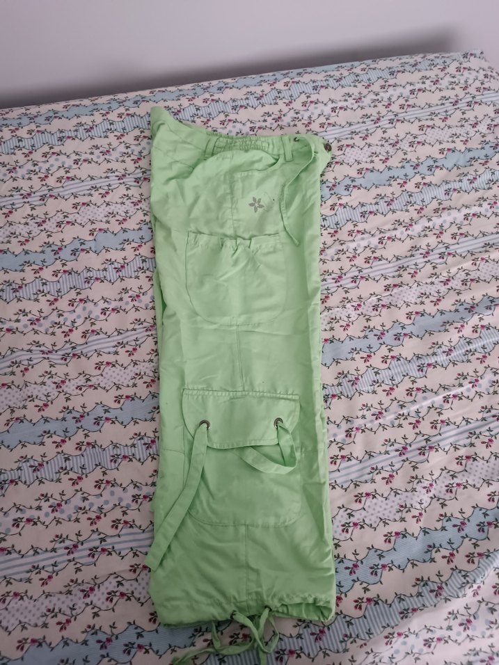 Yeşil Midi Bol Kesim Kadın Kumaş Pantolon - Görsel 3