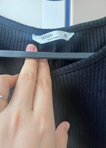 s Beden Defacto Kadın Siyah Kısa Kollu Triko Elbise