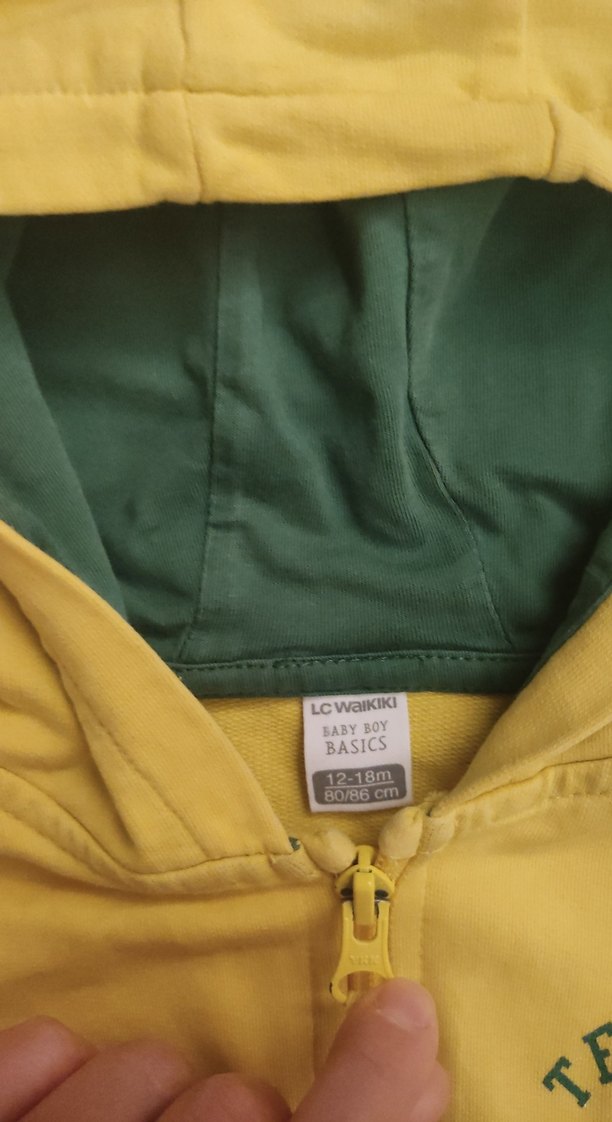 Sarı Kapüşonlu Fermuarlı Erkek Çocuk hirka - Görsel 2