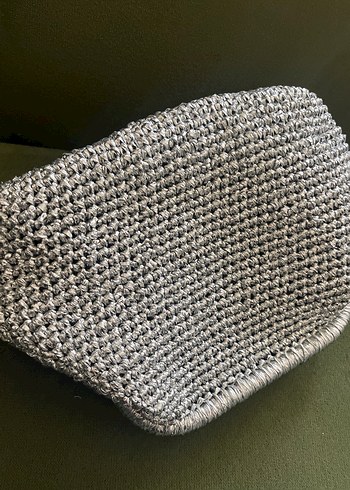 Gri Örgü Kadın Portföy Çanta - Görsel 3