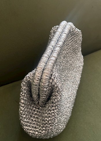 Gri Örgü Kadın Portföy Çanta - Görsel 2