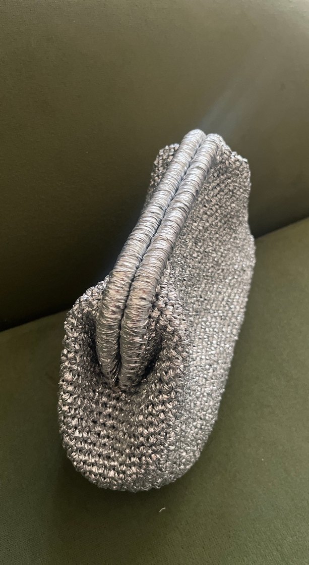 Gri Örgü Kadın Portföy Çanta - Görsel 2