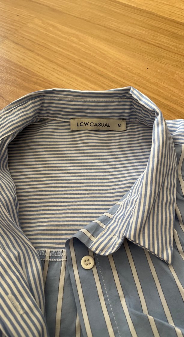 Gri Çizgili Uzun Kollu Kadın Gömlek - Görsel 2