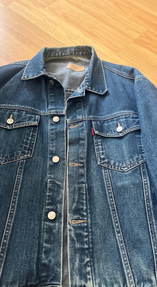 Düğmeli Mavi Denim Kadın Ceket - Görsel 4