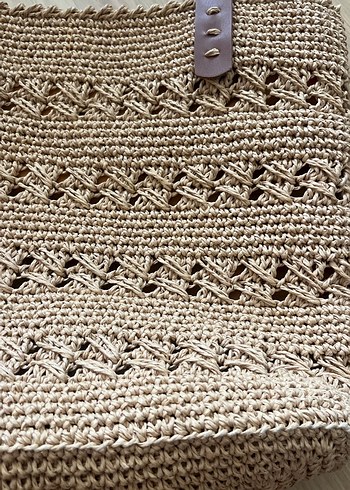 Bej Örgü Bohem Kadın Çanta - Görsel 2