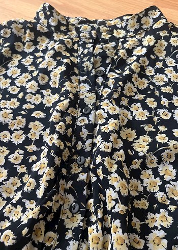 Uzun Kollu Sarı Çiçekli Bohem Elbise - Görsel 2