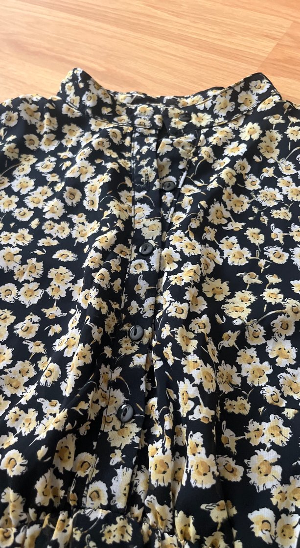 Uzun Kollu Sarı Çiçekli Bohem Elbise - Görsel 2