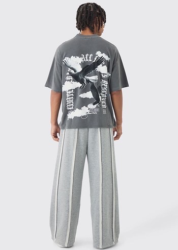 Geniş Kesim Gri  Eşofman - Görsel 2