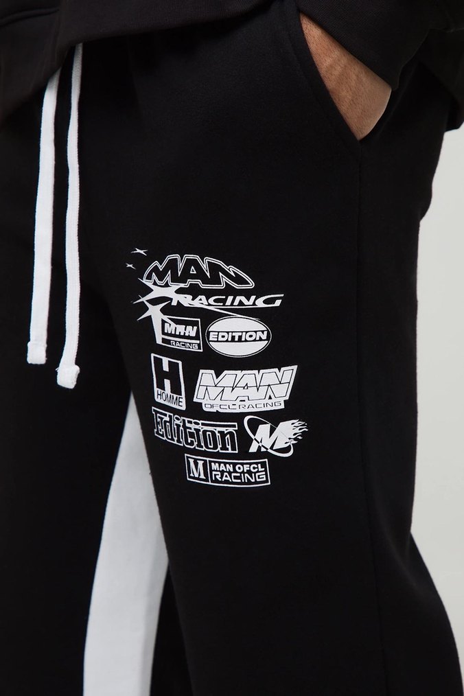 Erkek Siyah Baskılı Rahat Kesim Eşofman - Görsel 3