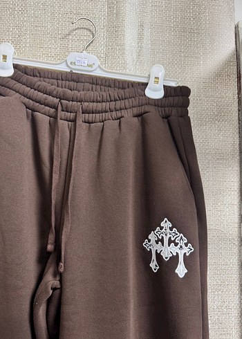 Kahverengi Nakışlı Salaş Eşofman Altı - Görsel 6