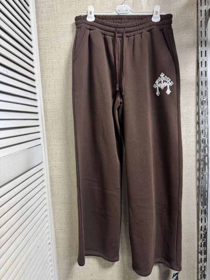 Kahverengi Nakışlı Salaş Eşofman Altı - Görsel 4