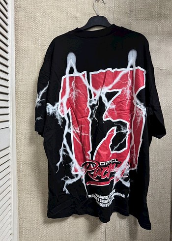 Siyah Baskılı Gevşek Kesim Erkek Tişört - Görsel 7