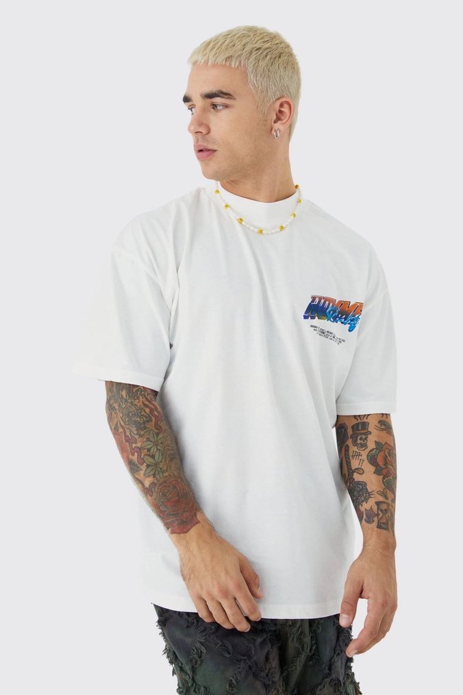 Beyaz Baskılı Erkek Tişört - Görsel 3