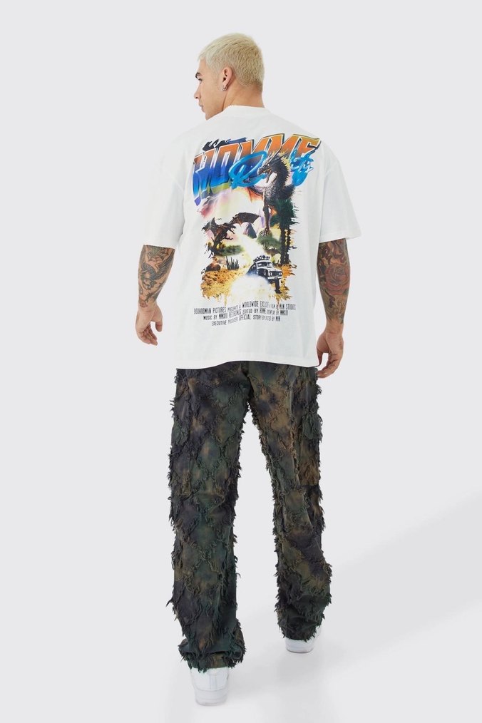 Beyaz Baskılı Erkek Tişört - Görsel 2