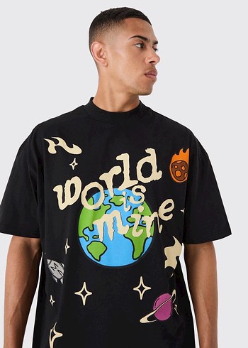 Sokak Stili Siyah Baskılı Erkek Tişört - Görsel 3