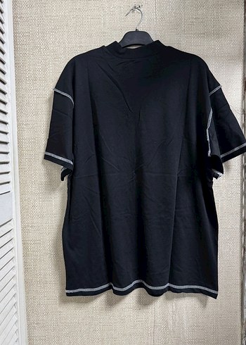 Siyah Baskılı Oversize Pamuklu Tişört - Görsel 4