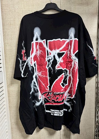 Siyah Baskılı Oversize Erkek Tişört - Görsel 7