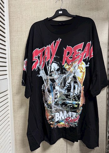 Siyah Baskılı Oversize Erkek Tişört - Görsel 4