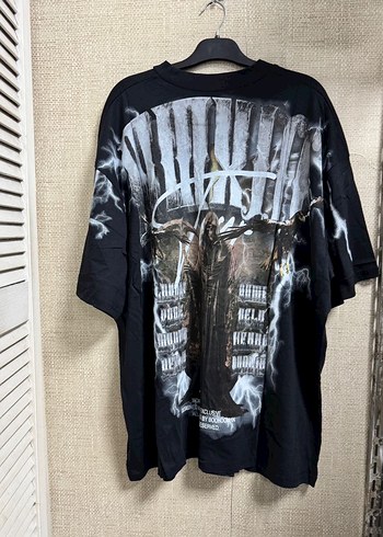 Siyah Baskılı Oversize Erkek Tişört - Görsel 7