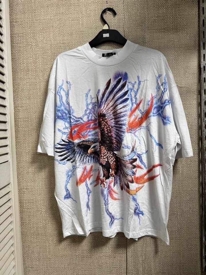 Renkli Baskılı Oversize Erkek Tişört - Görsel 2