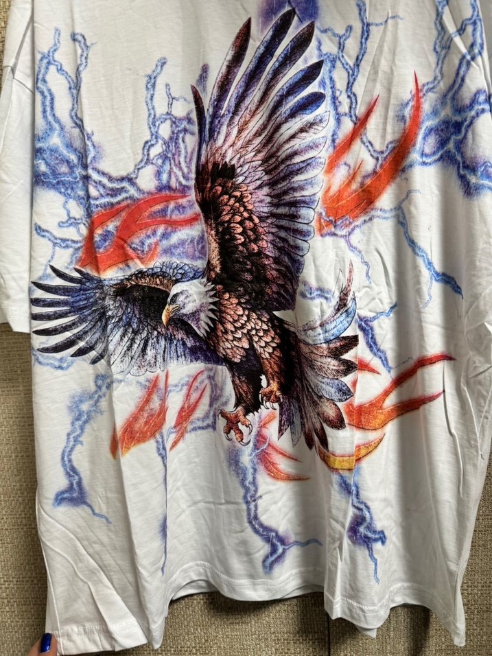 Renkli Baskılı Oversize Erkek Tişört - Görsel 3