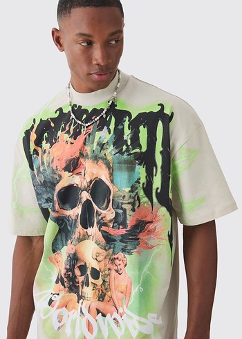 Çok Renkli Baskılı Erkek Tişört - Görsel 3