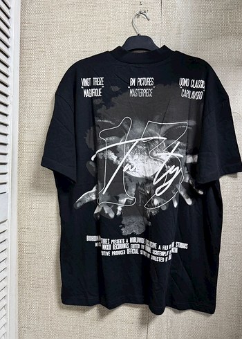 Siyah Baskılı Erkek Oversize Tişört - Görsel 4