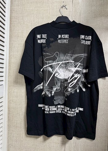 Siyah Baskılı Erkek Oversize Tişört - Görsel 5