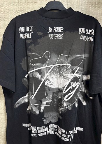 Siyah Baskılı Erkek Oversize Tişört - Görsel 6