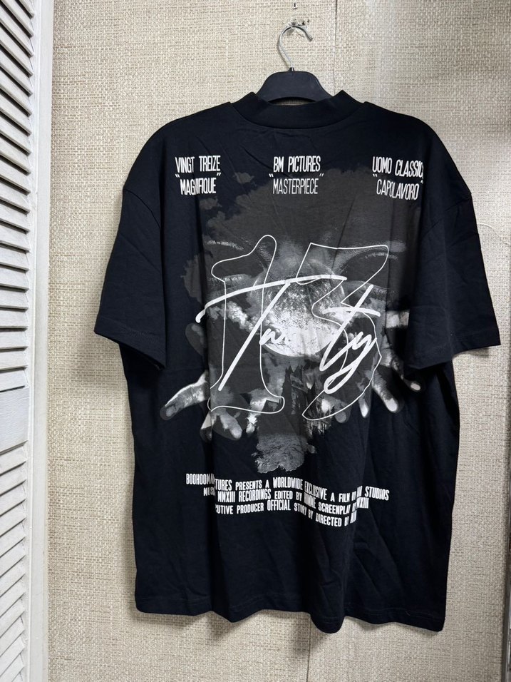 Siyah Baskılı Erkek Oversize Tişört - Görsel 4