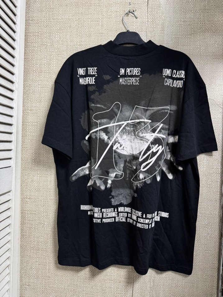 Siyah Baskılı Erkek Oversize Tişört - Görsel 5