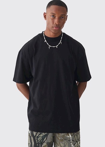 Siyah Baskılı Street Wear Erkek Tişört - Görsel 3