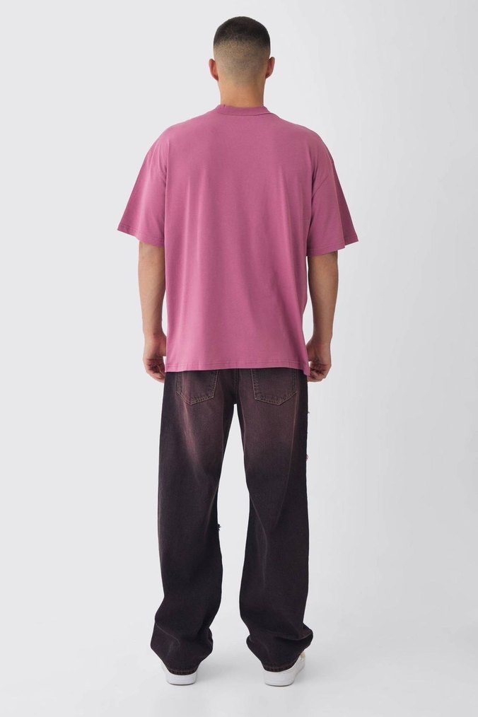 Pembe Baskılı Erkek Tişört - Görsel 2