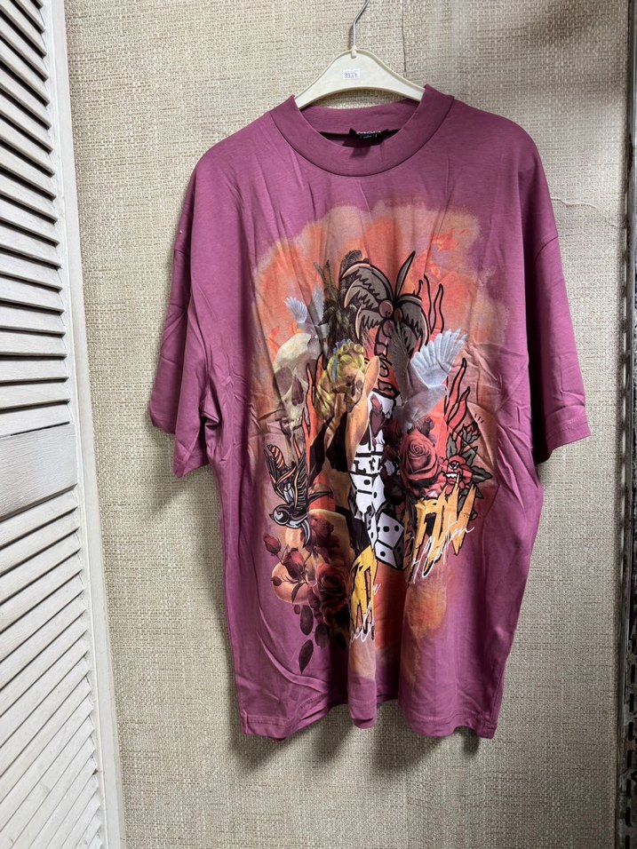 Pembe Baskılı Erkek Tişört - Görsel 5