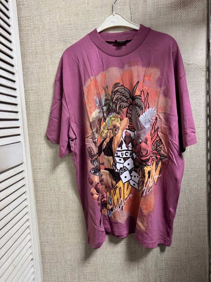 Pembe Baskılı Erkek Tişört - Görsel 4