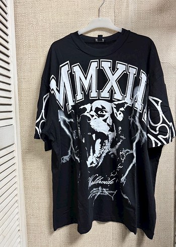 Siyah Baskılı Rahat Kesim Erkek Tişört - Görsel 4