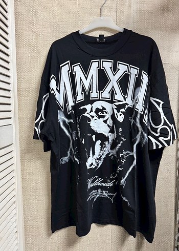 Siyah Baskılı Rahat Kesim Erkek Tişört - Görsel 5