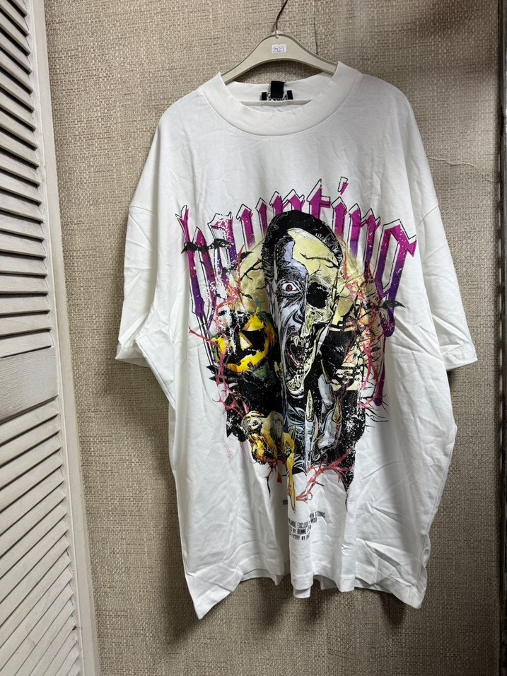 Beyaz Baskılı Erkek Tişört Loose Fit - Görsel 3