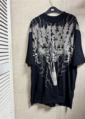Siyah Baskılı Goth Erkek Tişört - Görsel 5