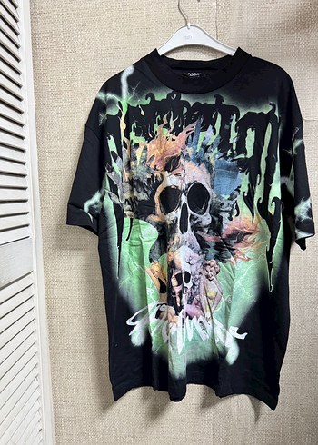 Grunge Punk Baskılı Oversize Erkek Tişört - Görsel 3