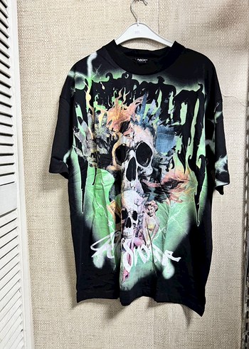 Grunge Punk Baskılı Oversize Erkek Tişört - Görsel 2