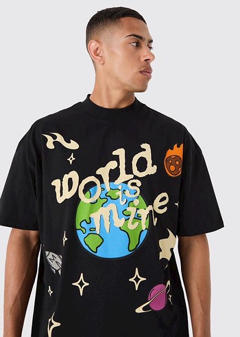 Sokak Stili Baskılı Siyah Erkek Tişört - Görsel 3