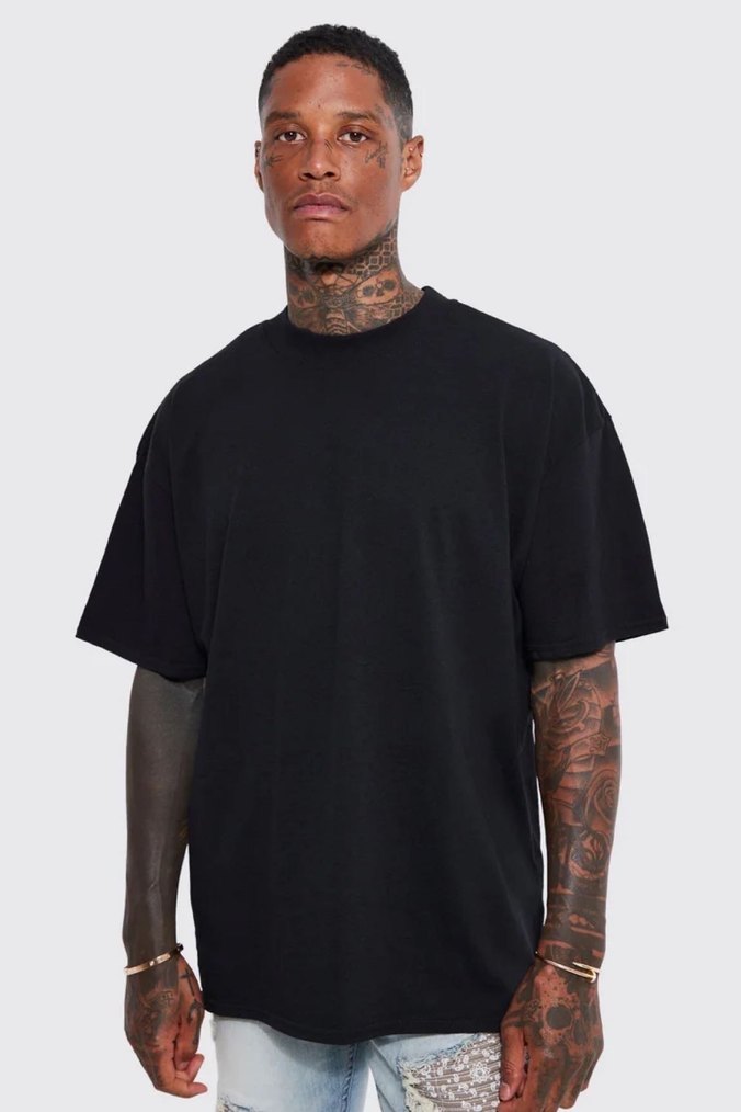 Siyah Oversize Erkek Tişört - Görsel 2