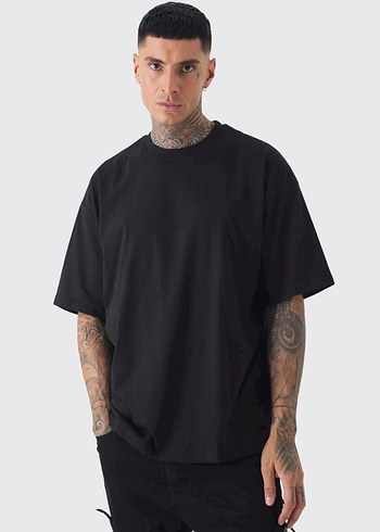 Siyah Oversize Erkek Tişört - Görsel 4