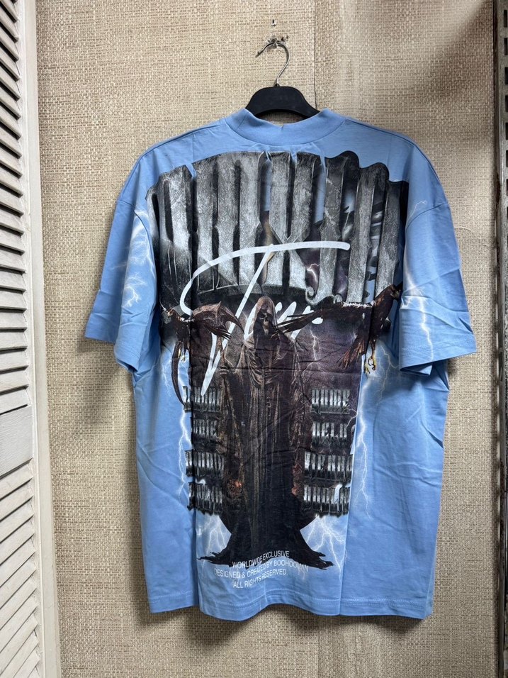 Mavi Baskılı Erkek Tişört - Görsel 4