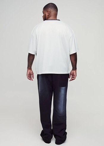 Erkek Beyaz Baskılı Oversize Tişört - Görsel 2
