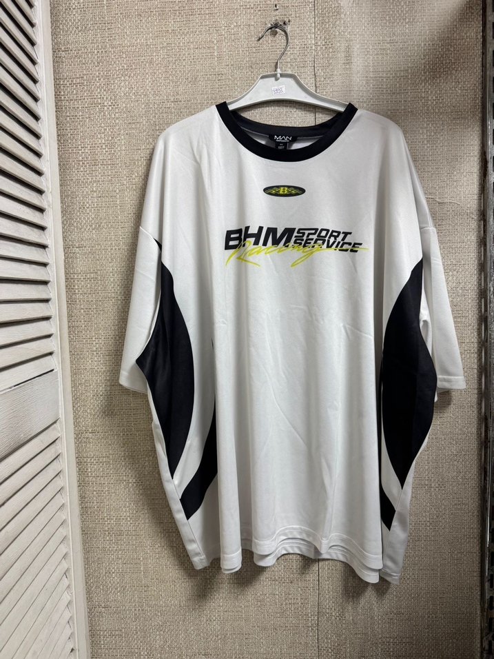 Erkek Beyaz Baskılı Oversize Tişört - Görsel 5