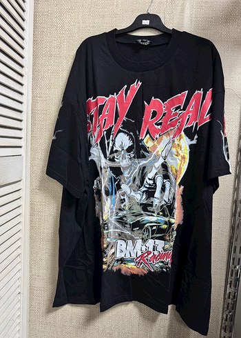 Siyah Baskılı Oversize Erkek Tişört - Görsel 4