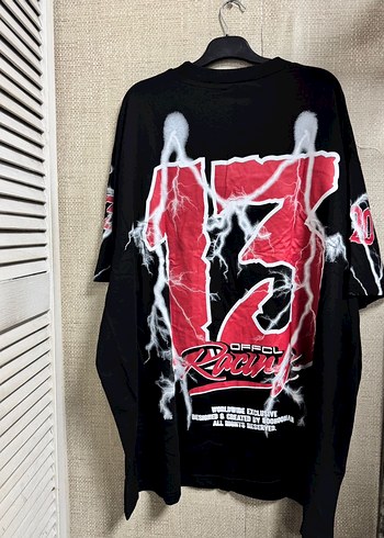 Siyah Baskılı Oversize Erkek Tişört - Görsel 5